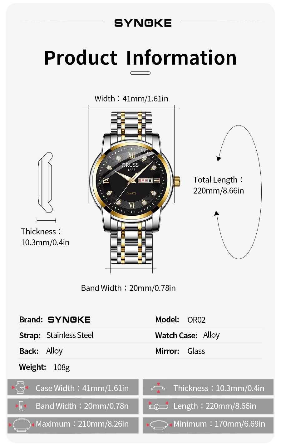 Męski zegarek kwarcowy klasyczny 41mm srebrno złoty datownik pudełko