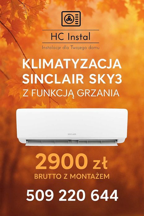 Klimatyzacja Sinclair SKY3 z funkcją grzania!