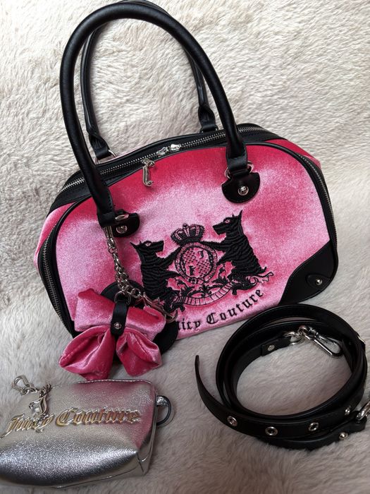 Różowa Torebka Juicy Couture Welurowa Hollyhock Bowling Bag