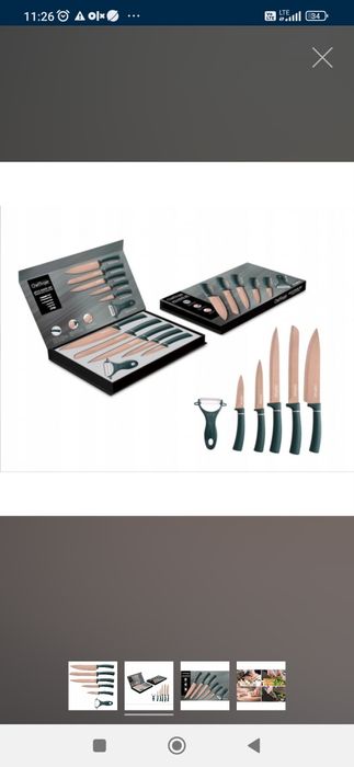 CHEFFINGER Profesjonalny Zestaw Noży Kuchennych i Obieraczka Zielono Z