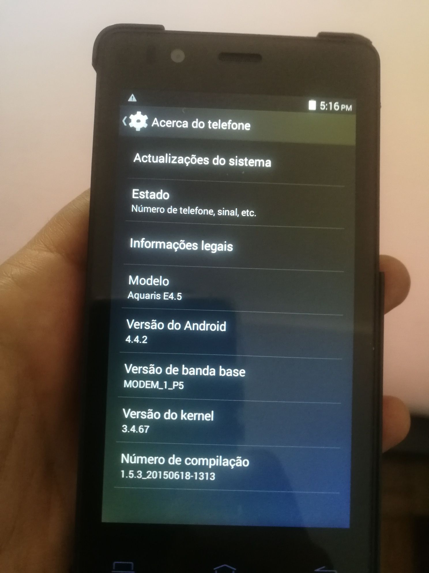 Telemóvel BQ Android a funcionar