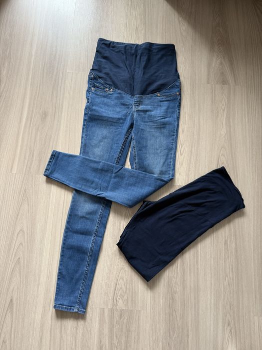 Spodnie ciążowe H&M niebieskie M gratis legginsy