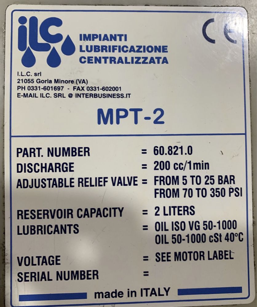 Станция смазочная ILC MPT-2 ( 60.821.0 , ILC, Италия)