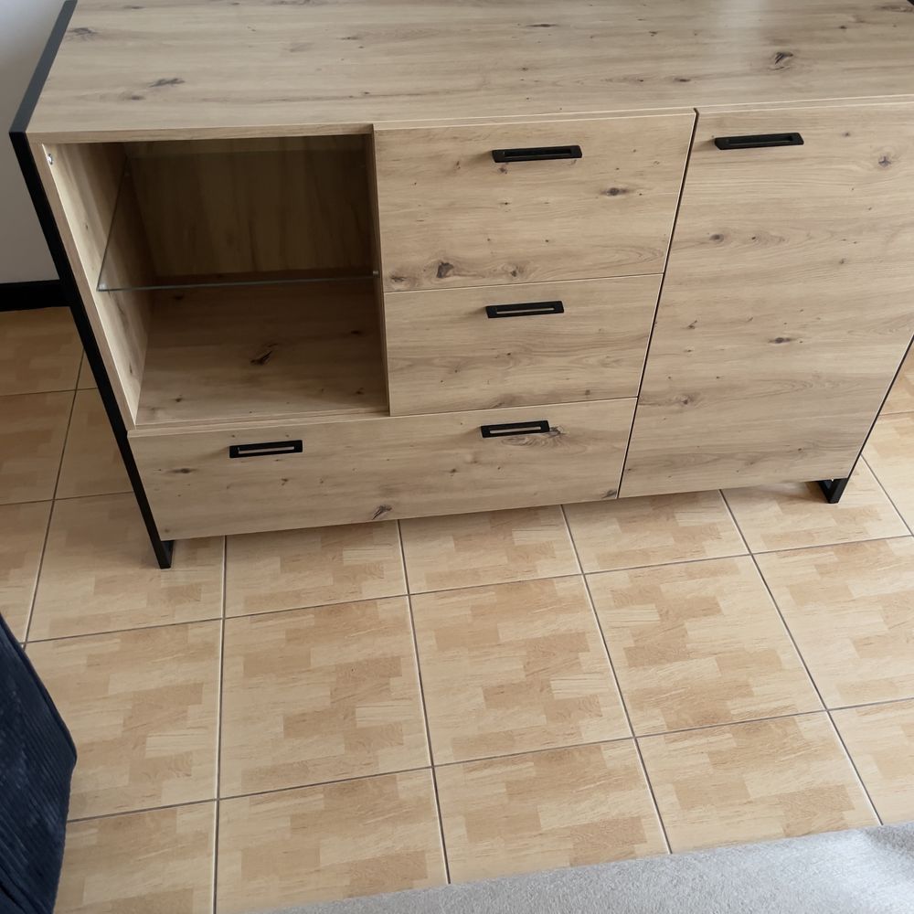 nowa komoda dąb artisan na metalowych nogach cnc