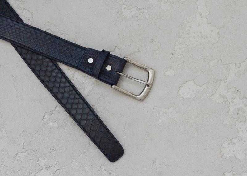 Ремень мужской из натуральной кожи питона синий серый бежевый