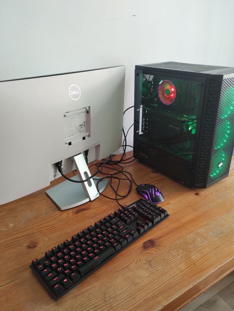 Gamingowy komputer monitor cały zestaw ryzen 5 3600 rx580 strix