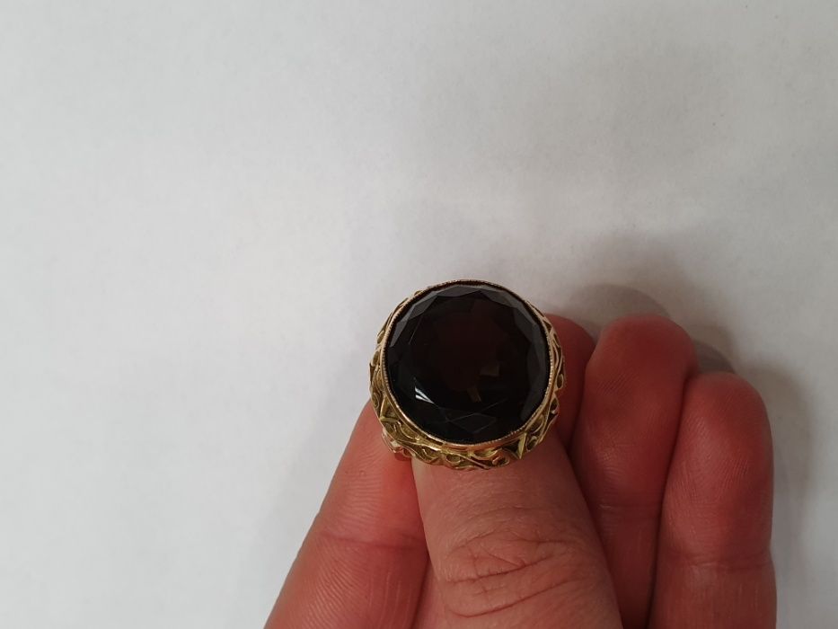 II poł. XX wieku! Złoty pierścionek/ 585/ 13.9 gram/ R22/ Kwarc