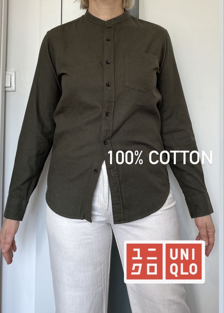 Uniqlo męska koszula khaki ze stójką