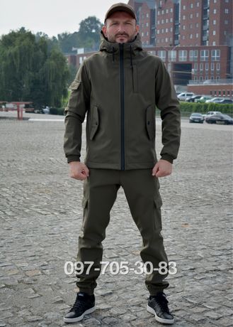 Тактическая куртка штаны костюм олива хаки SOFTSHELL мужской спорт JK