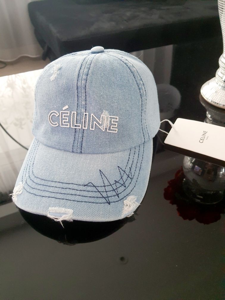 Celine czapka z daszkiem jeans niebieska