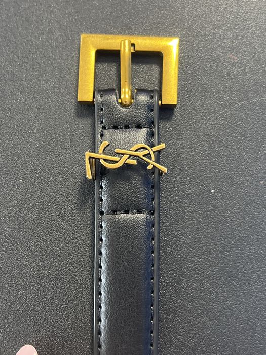 Pasek czarny, YSL, skorzany, zlote elementy, nowy