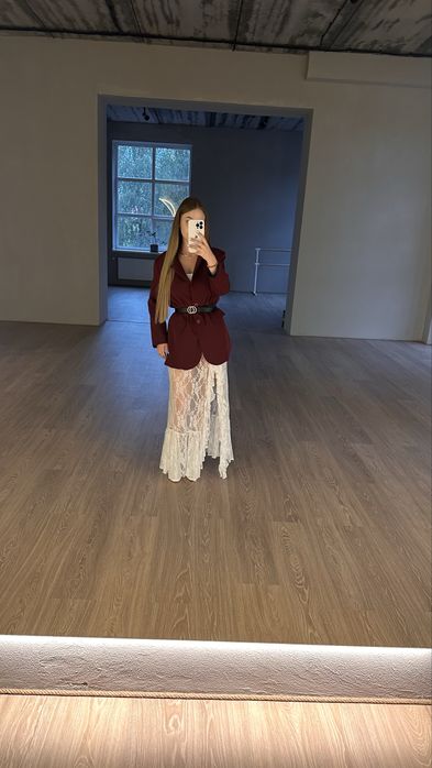 Кружевная юбка с шортами с разрезом | Юбка кружевная с воланами