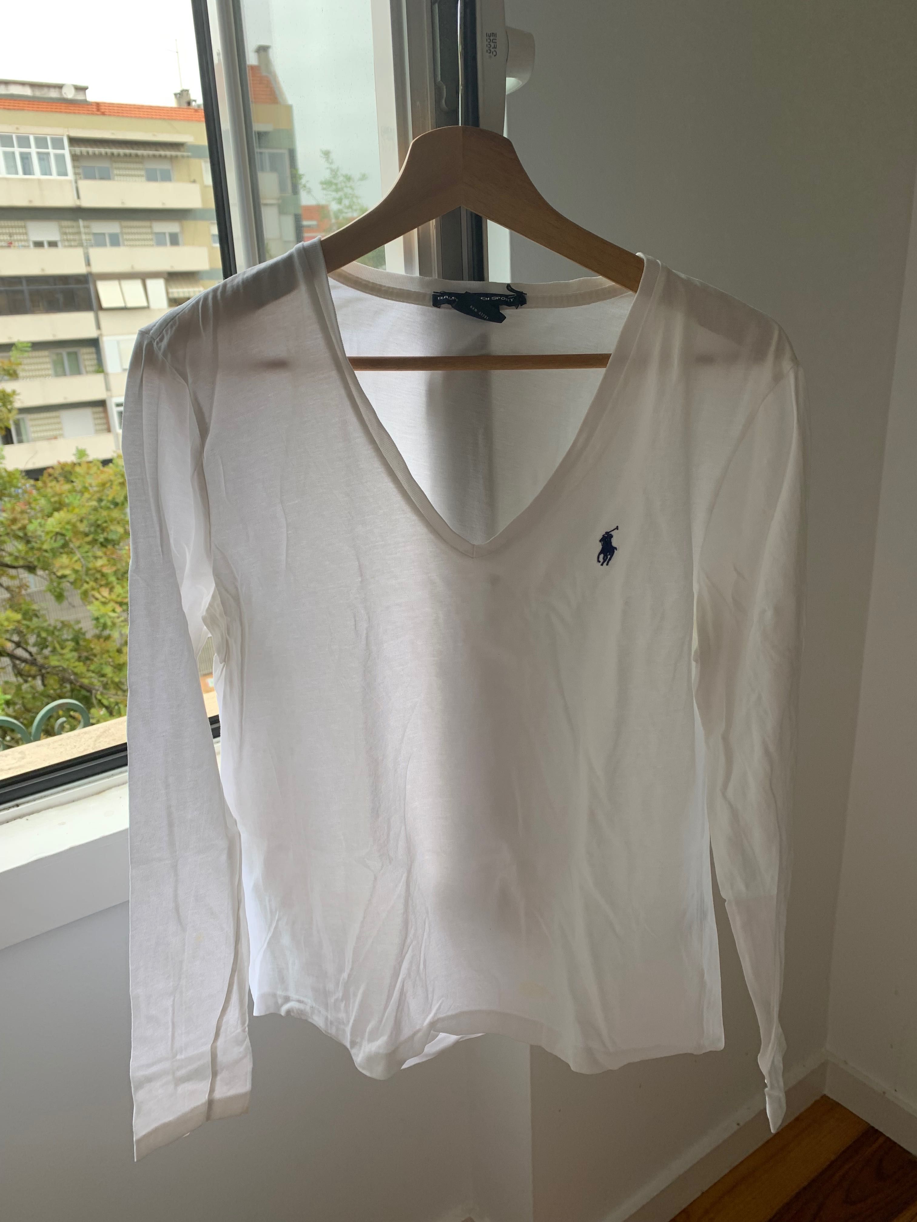 3 T-shirts Ralph Lauren branca manga comprida