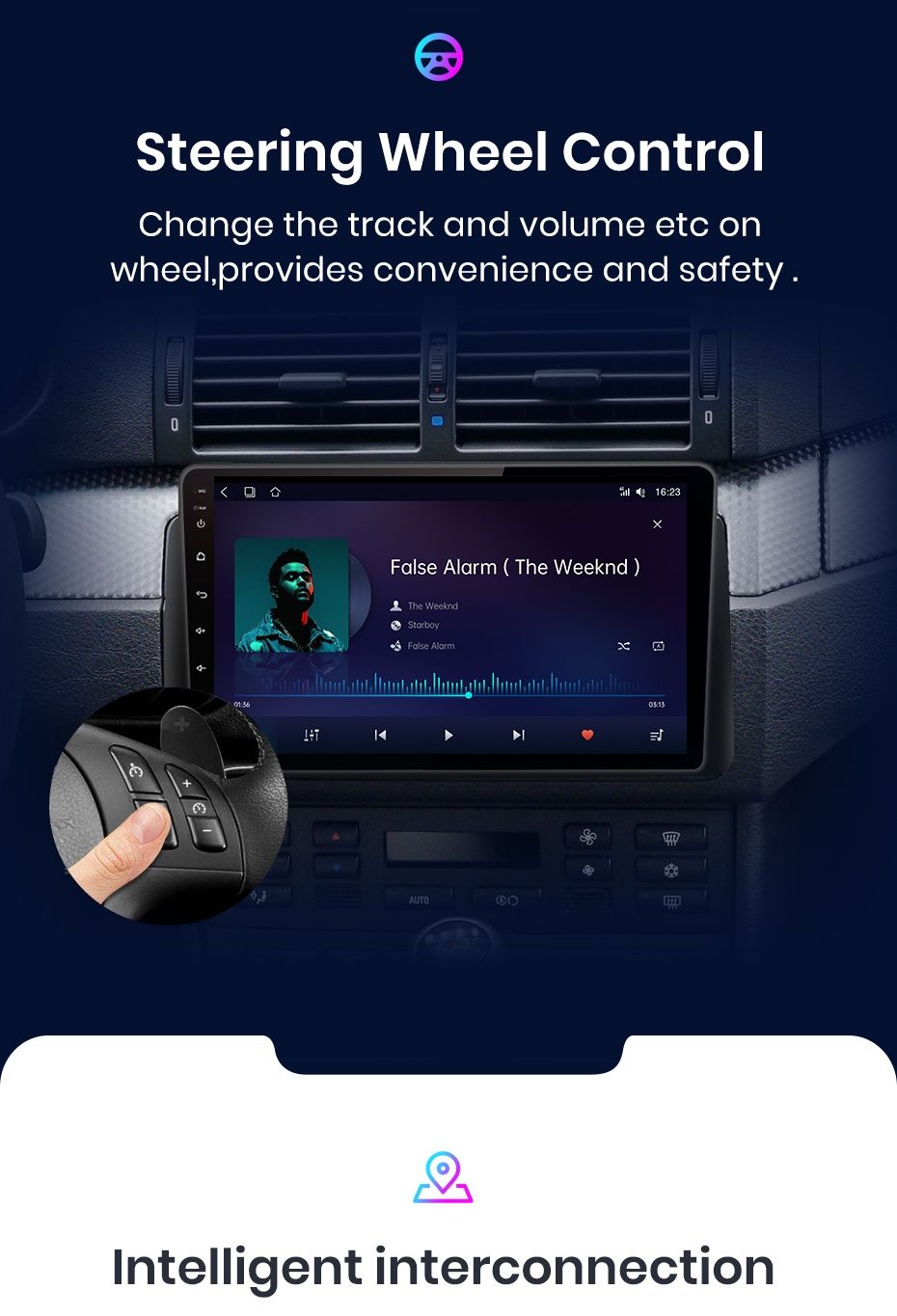 Rádio 9" Mercedes W203 Carplay Android Auto GPS 1/32GB + CANBUS NOVO
