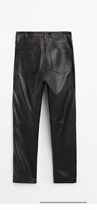 Новые брюки из натуральной кожи черного цвета Massimo dutti 36 р