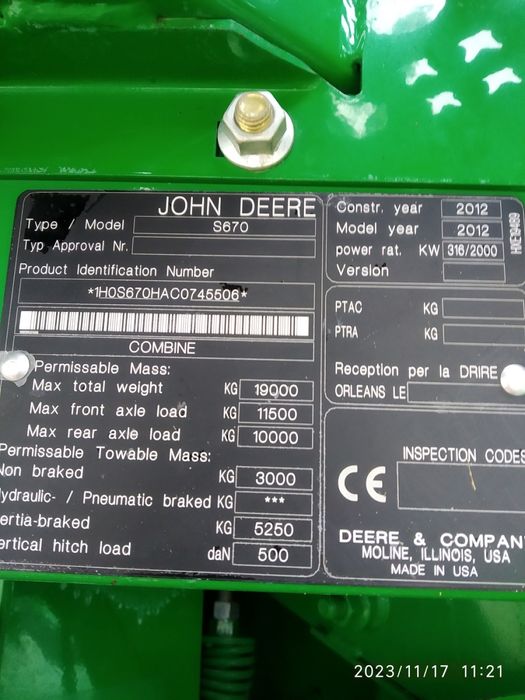 Комбайн John Deer S670i
