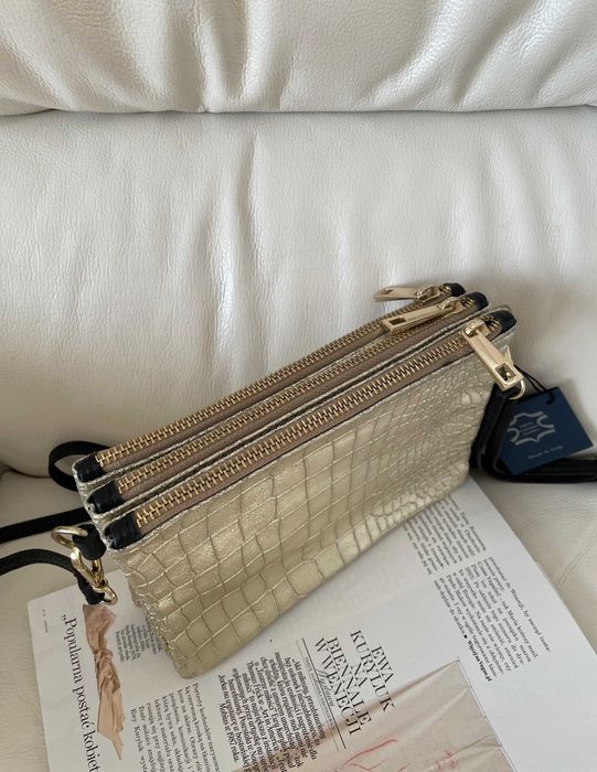 Італійська шкіряна сумочка кросбоді на 3 відділення