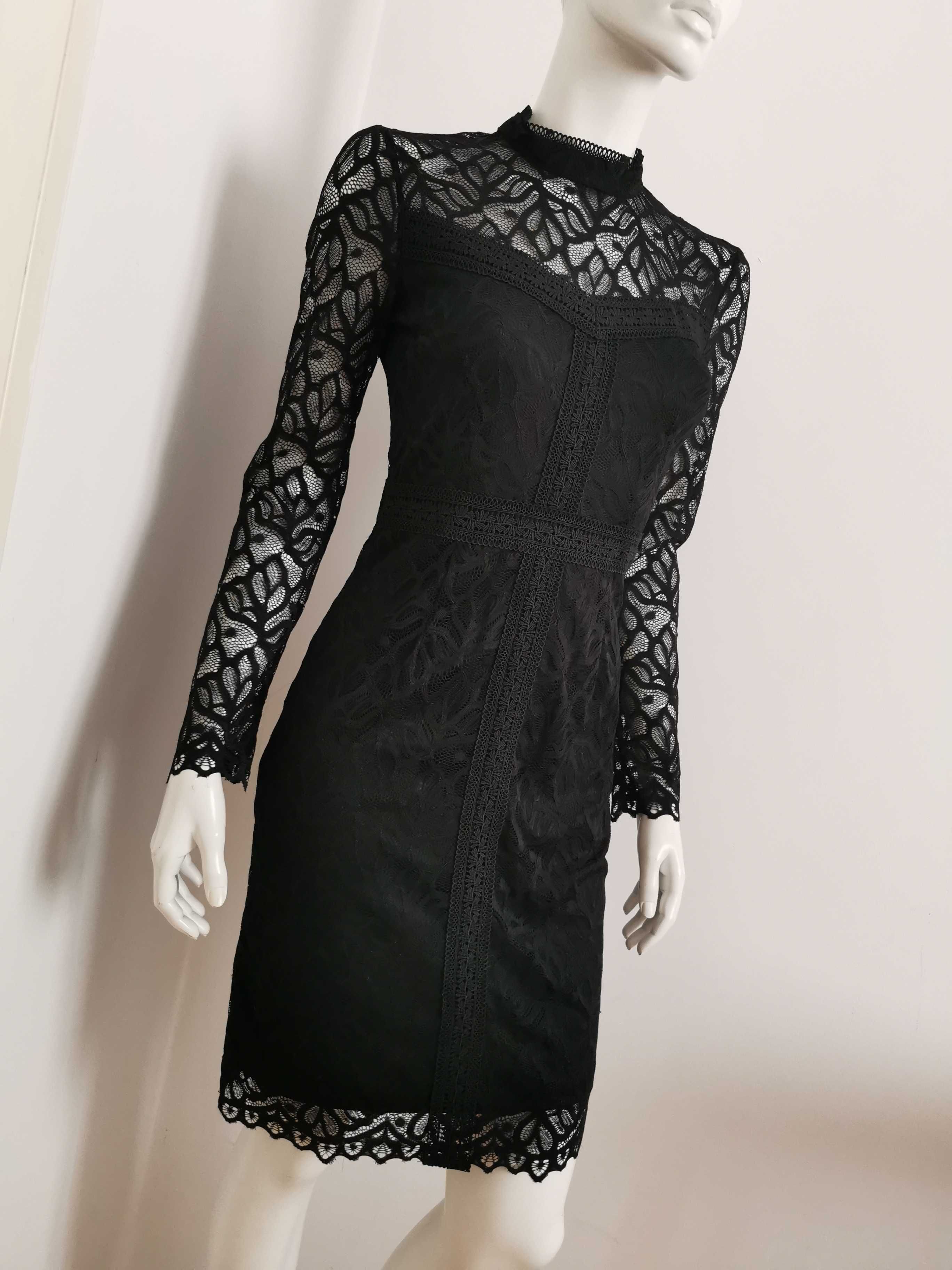 Czarna koronkowa sukienka Mała czarna XS 34 reserved nowa