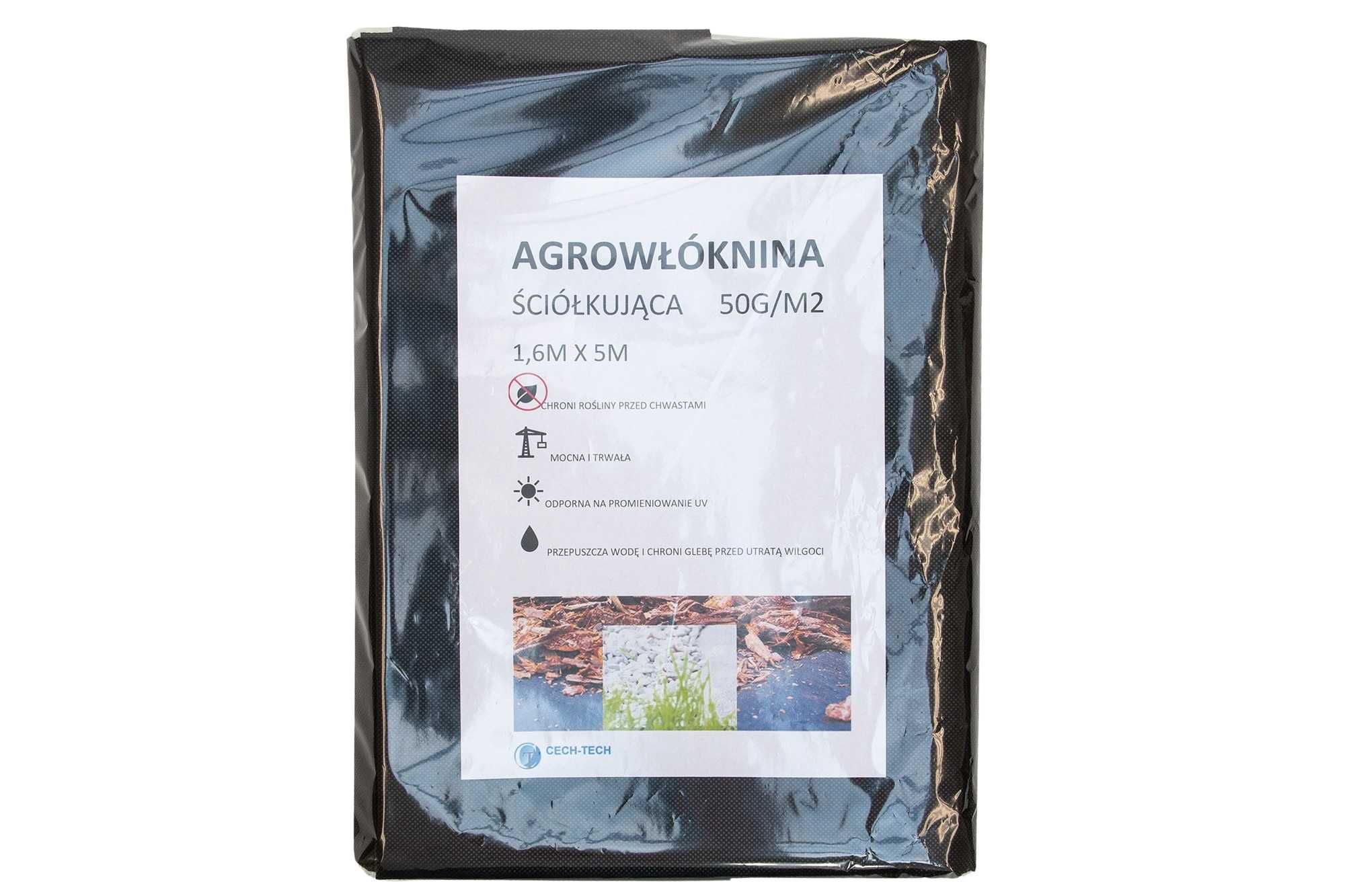 Agrowłóknina czarna ściółkująca 1,6m/10m - 50g/m2 CZARNA