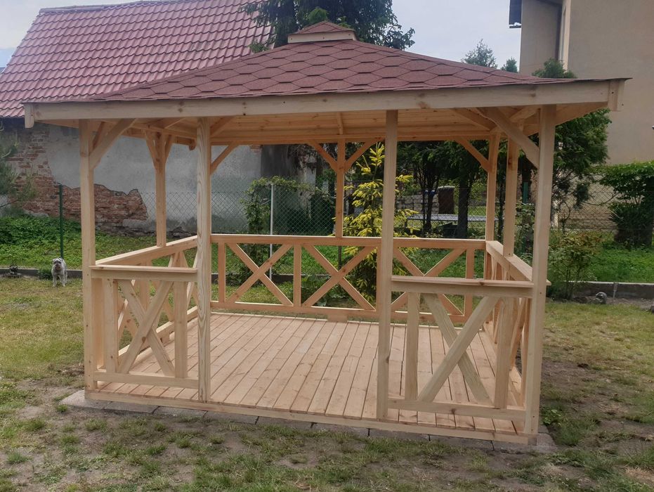 Altana drewniana z prusami 3x3 Pergola Altanka Taras Wiata domek ogród