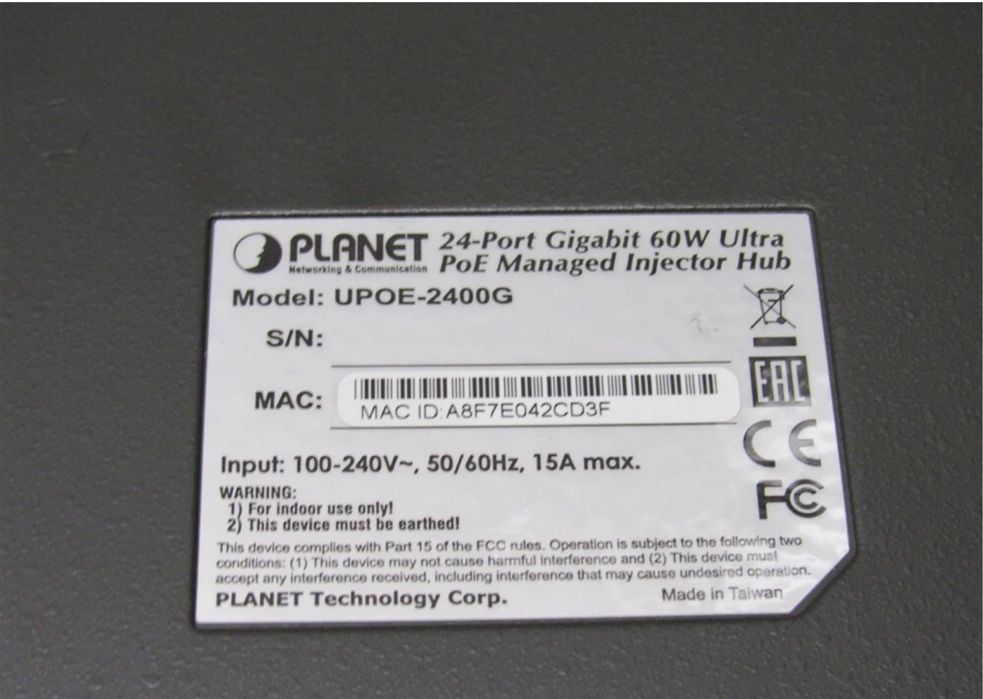 POE ++ хаб свич інжектор хаб PLANET UPOE-2400G 24-Port