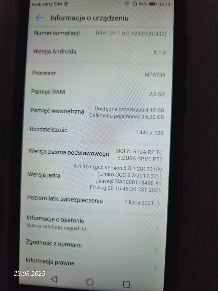 Huawei Y5 2018 2gb ram 16gb pamięci