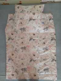 Kocyk-kołderka i poduszka flowers różowe minky 75X100 cm, NOWE!