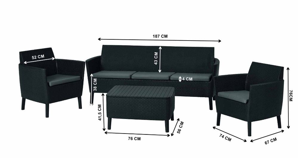 Zestaw Claren 5os + stolik skrzynia Ogród Taras Loggia Glam24.pl RATY