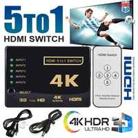 HDMI Switch Splitter 5 Portas com comando