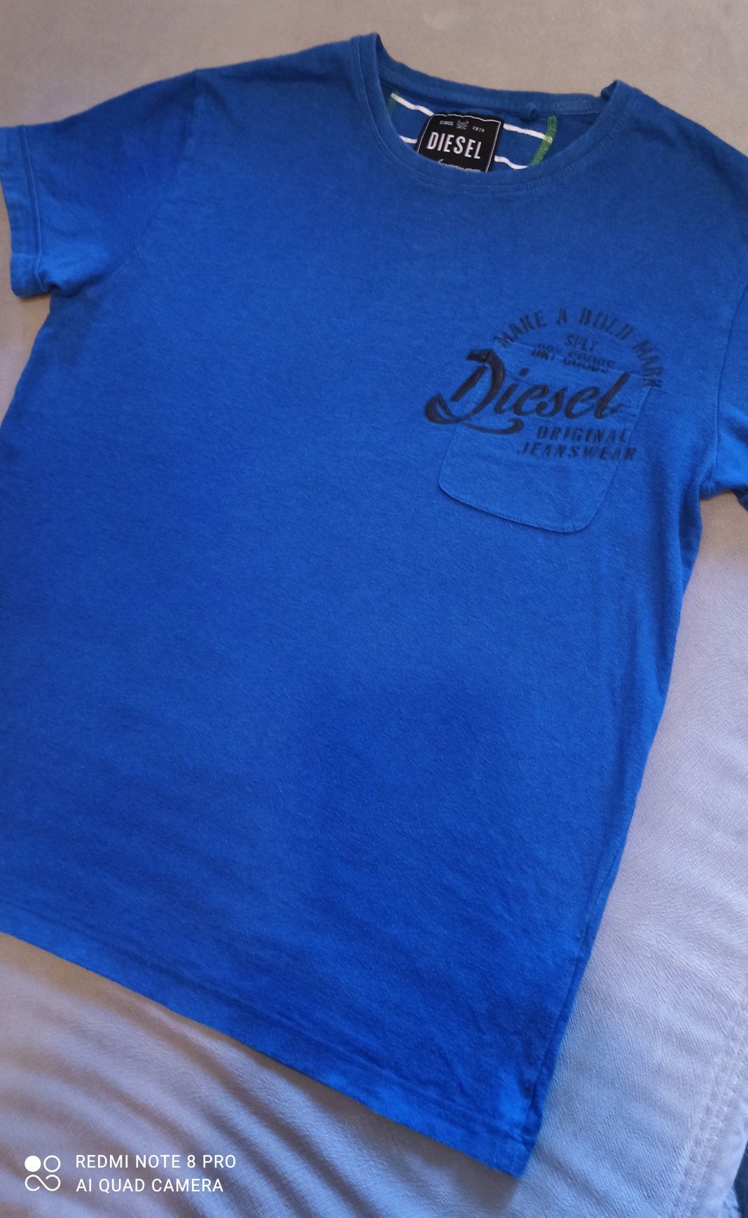 DIESEL  , niebieski  t-shirt, koszulka  rozmiar   S