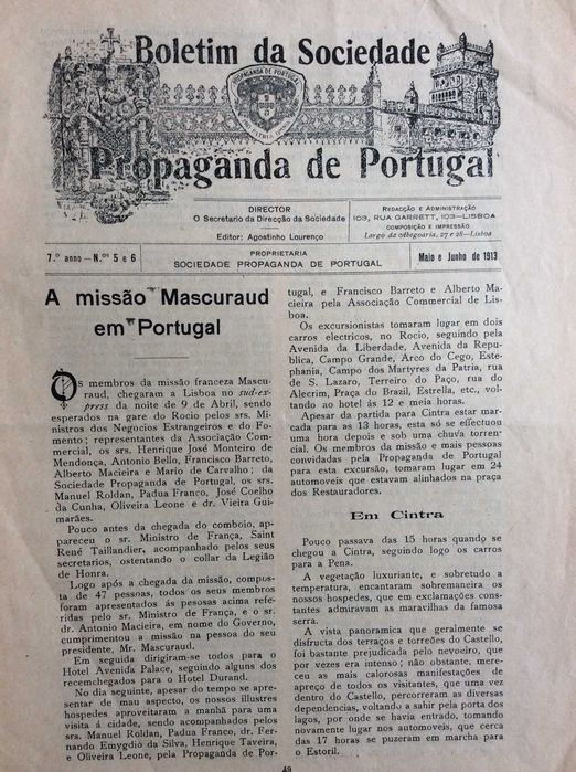 Boletim da Sociedade Propag... A missão Mascuraud em Portugal, outros