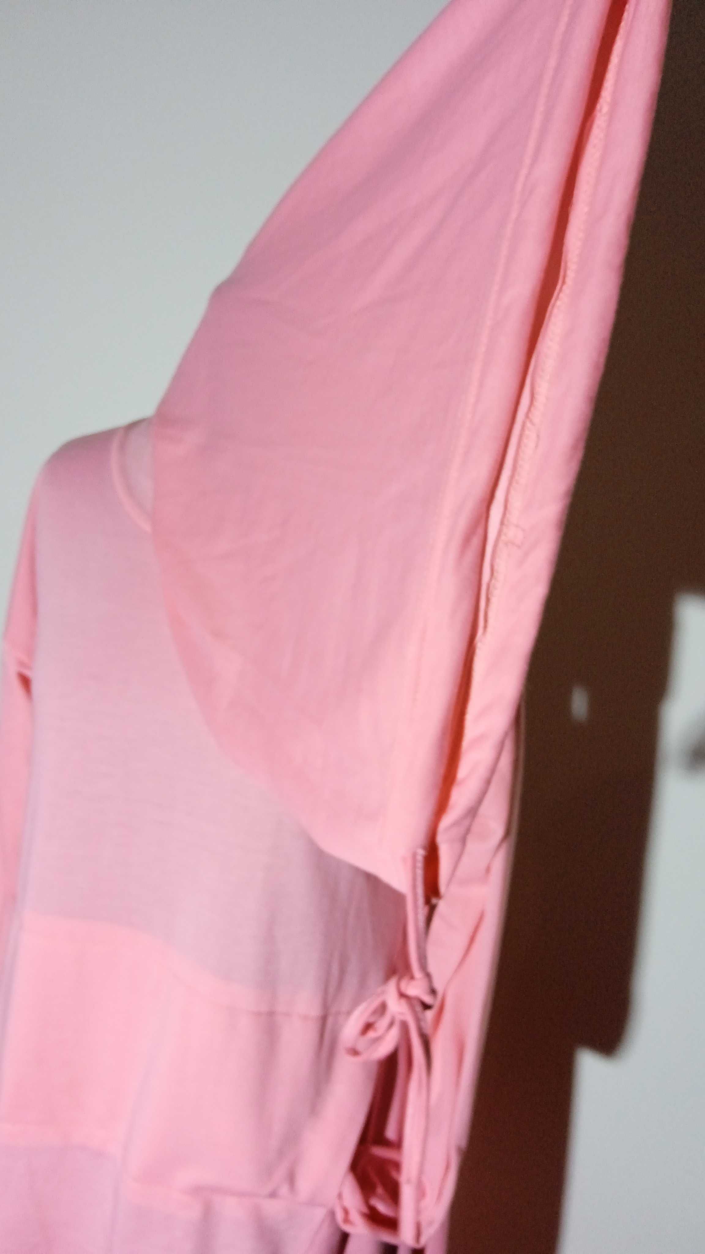 Bluza/tunika z kapturem/tunelem asymetryczna różowa pink tunic