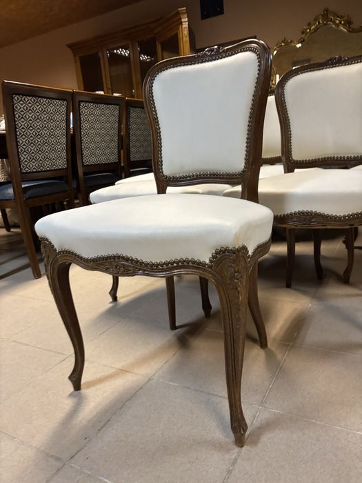 Krzesła Stylowe Skóra Nowa Tapicerka Ludwik 6 sztuk Zestaw Komplet