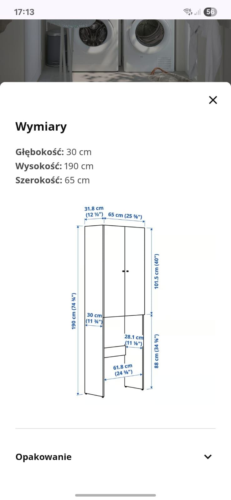 Szafka stojąca nad pralkę IKEA