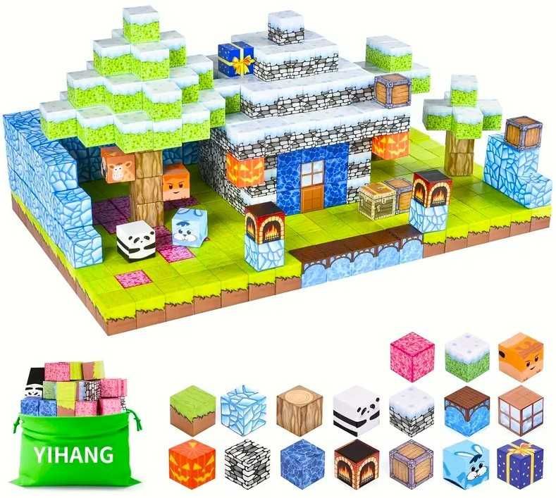 Конструктор магнітний кубики Майнкрафт 100 блоків Minecraft Замок