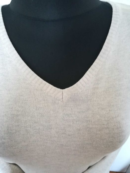 Sukienka dzianina w kolorze ecru i czekolady UP2FASHION rozm. L