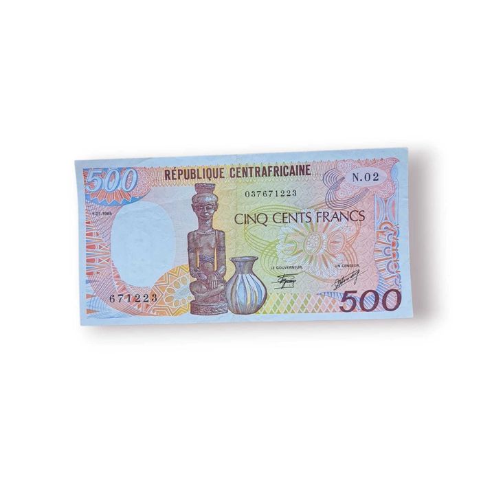 Nota 500 Francos CFA – República Centro-Africana (1986) | Série BEAC