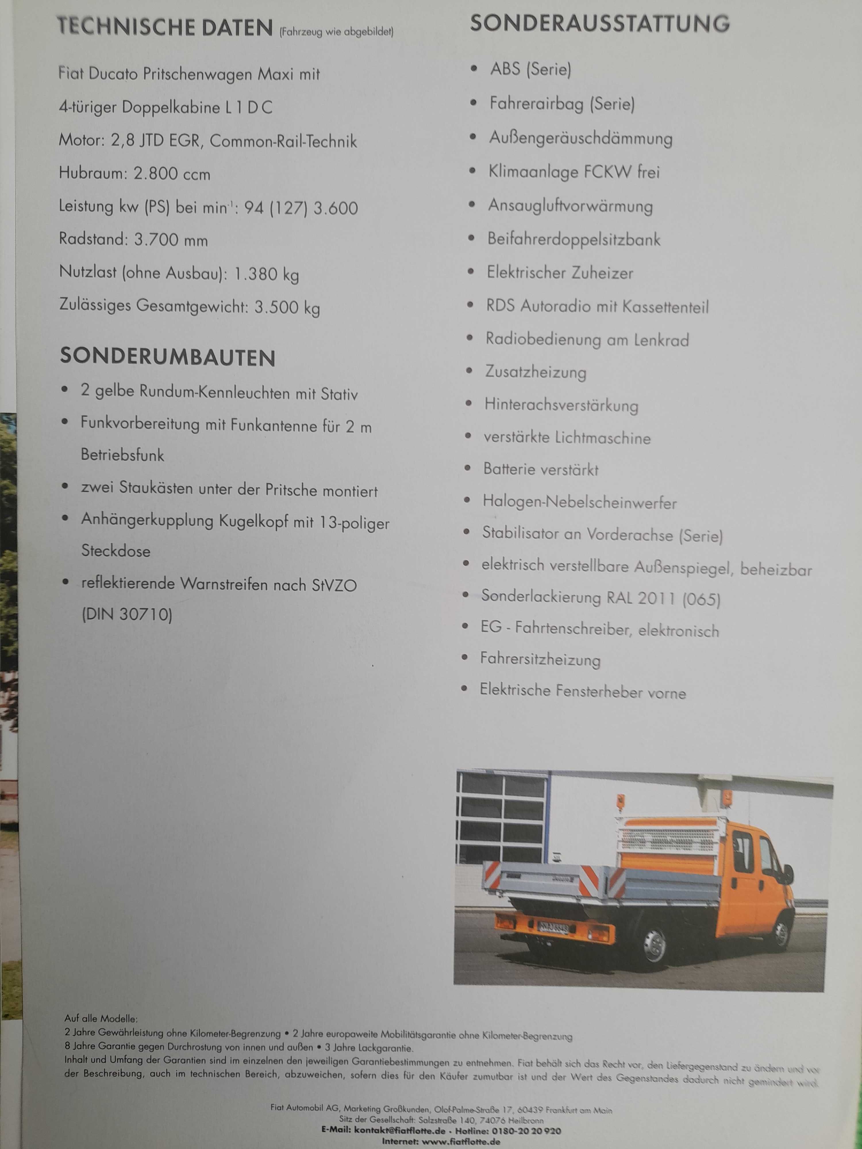 FIAT Ducato skrzynia podwójna kabina język niemiecki