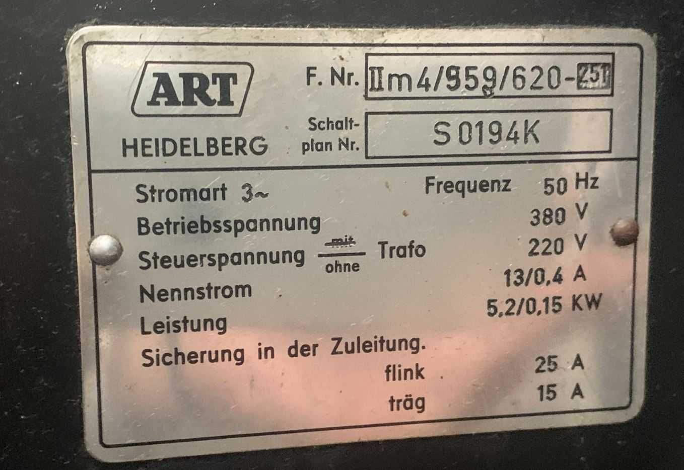 Máquina Gráfica / Tipografia Heidelberg 54x72cm