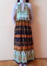40 42 Sukienka letnia plażowa długa maksi maxi wzory haft bawełna