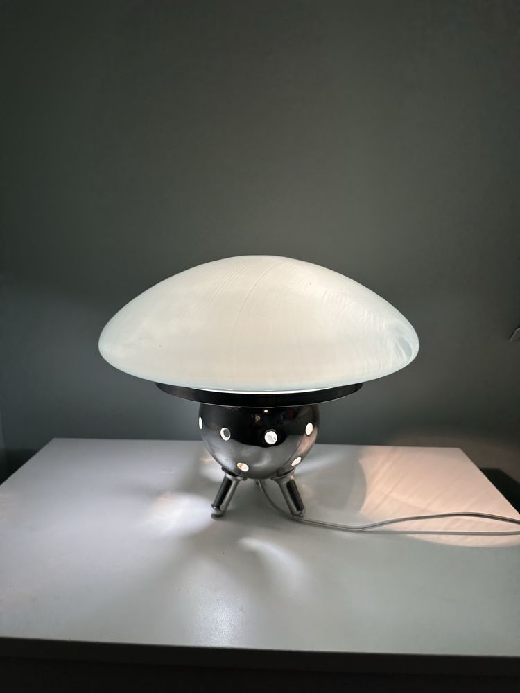 Candeeiro De Mesa Space Age Vidro Opalino
