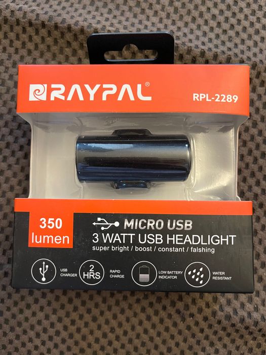 LED lampka światło do roweru 3 tryby -przód/ ładowane na USB 350 lumen