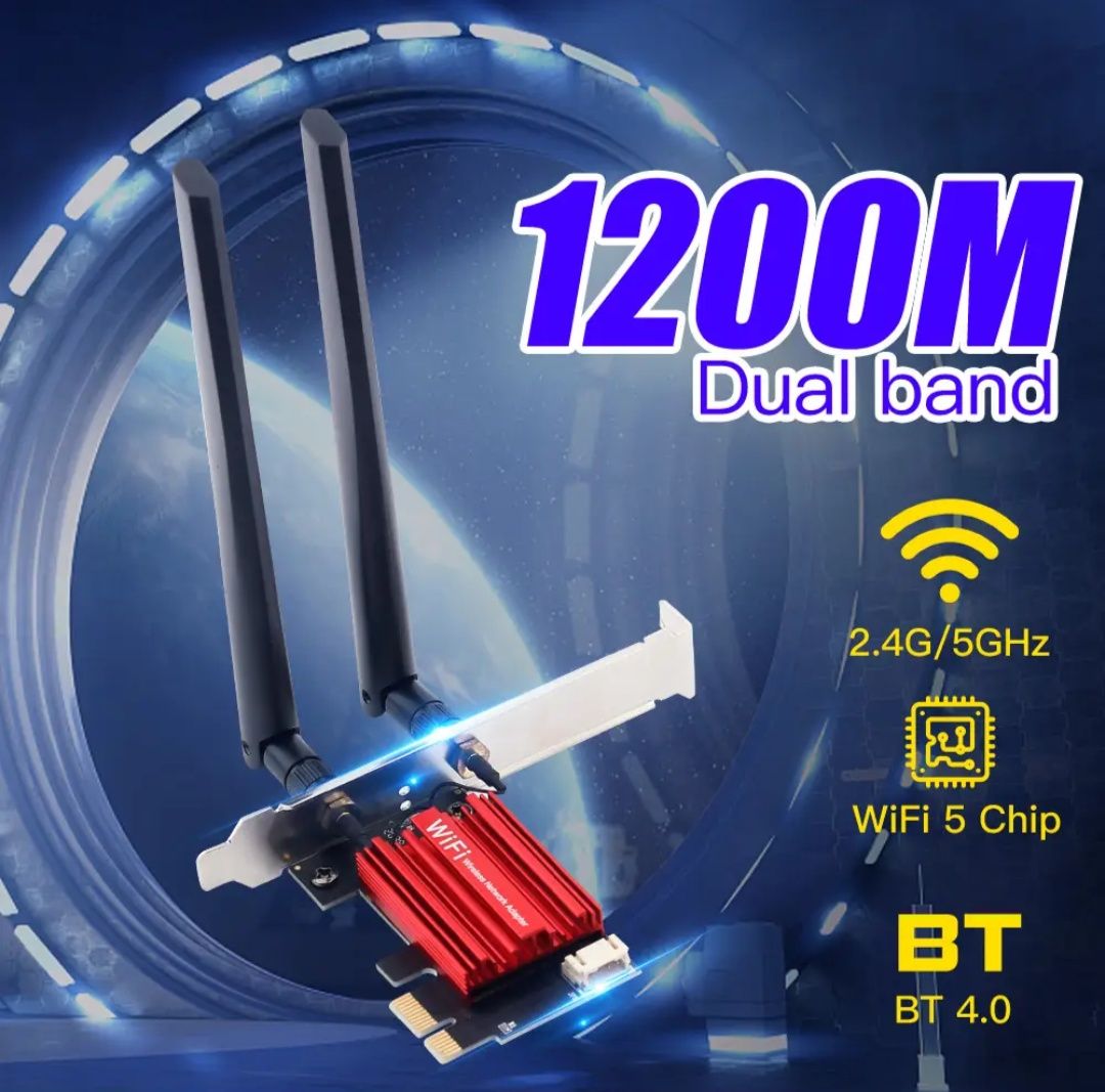 мережева карта FENVI WI-FI 5 PCI-E AC1200 (wi-fi+bluetooth)