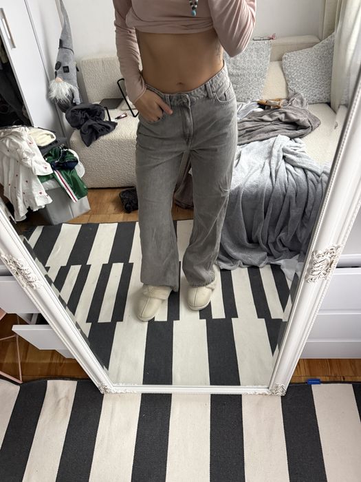 Джинси zara, сірого кольору , wide leg