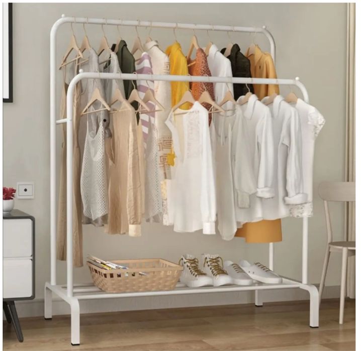 Стойка напольная двойная вешалка для одежды и обуви Подвійна вішалка