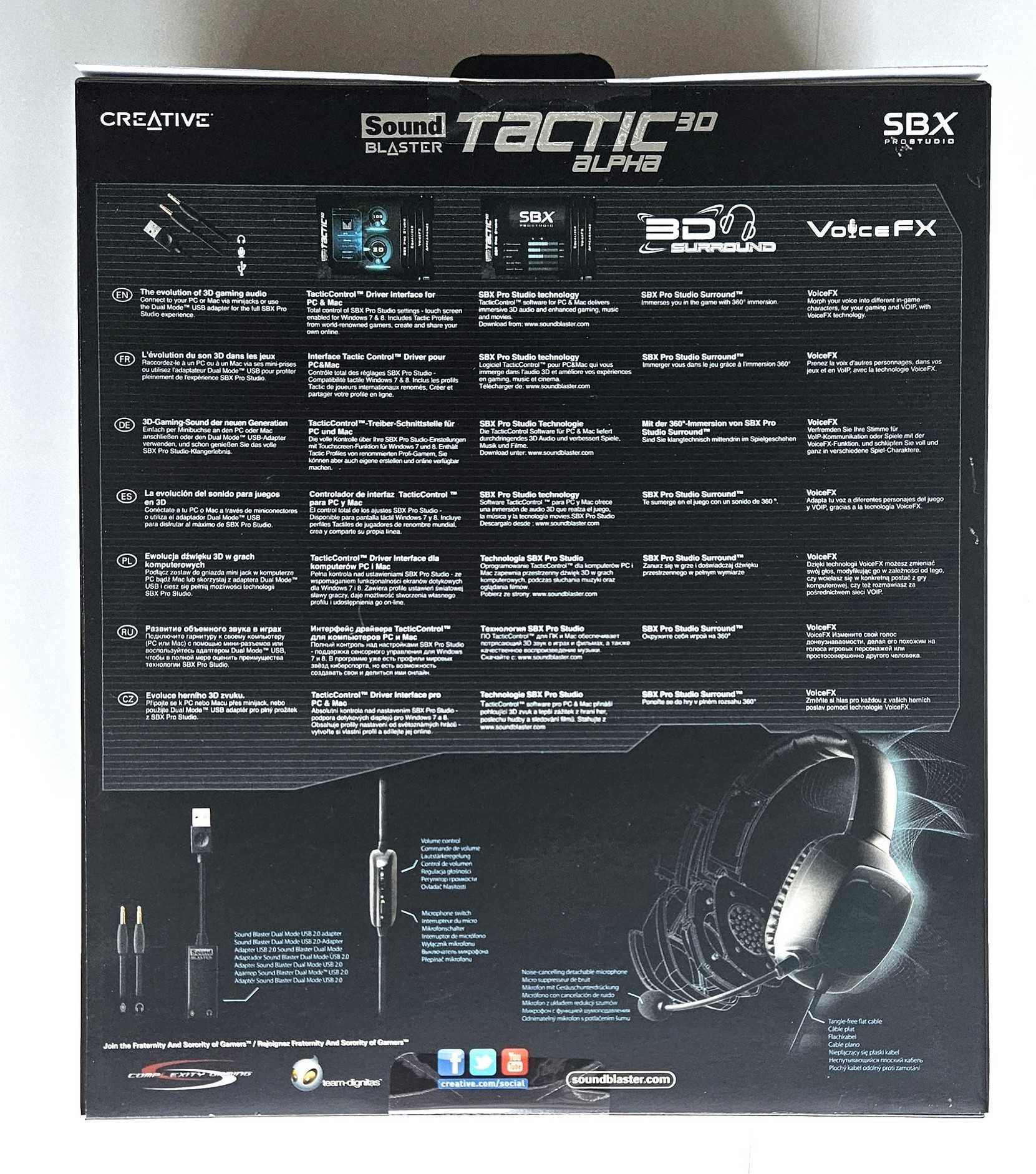 Nowe Słuchawki Creative Sound Blaster Tactic 3D z mikrofonem Jack USB