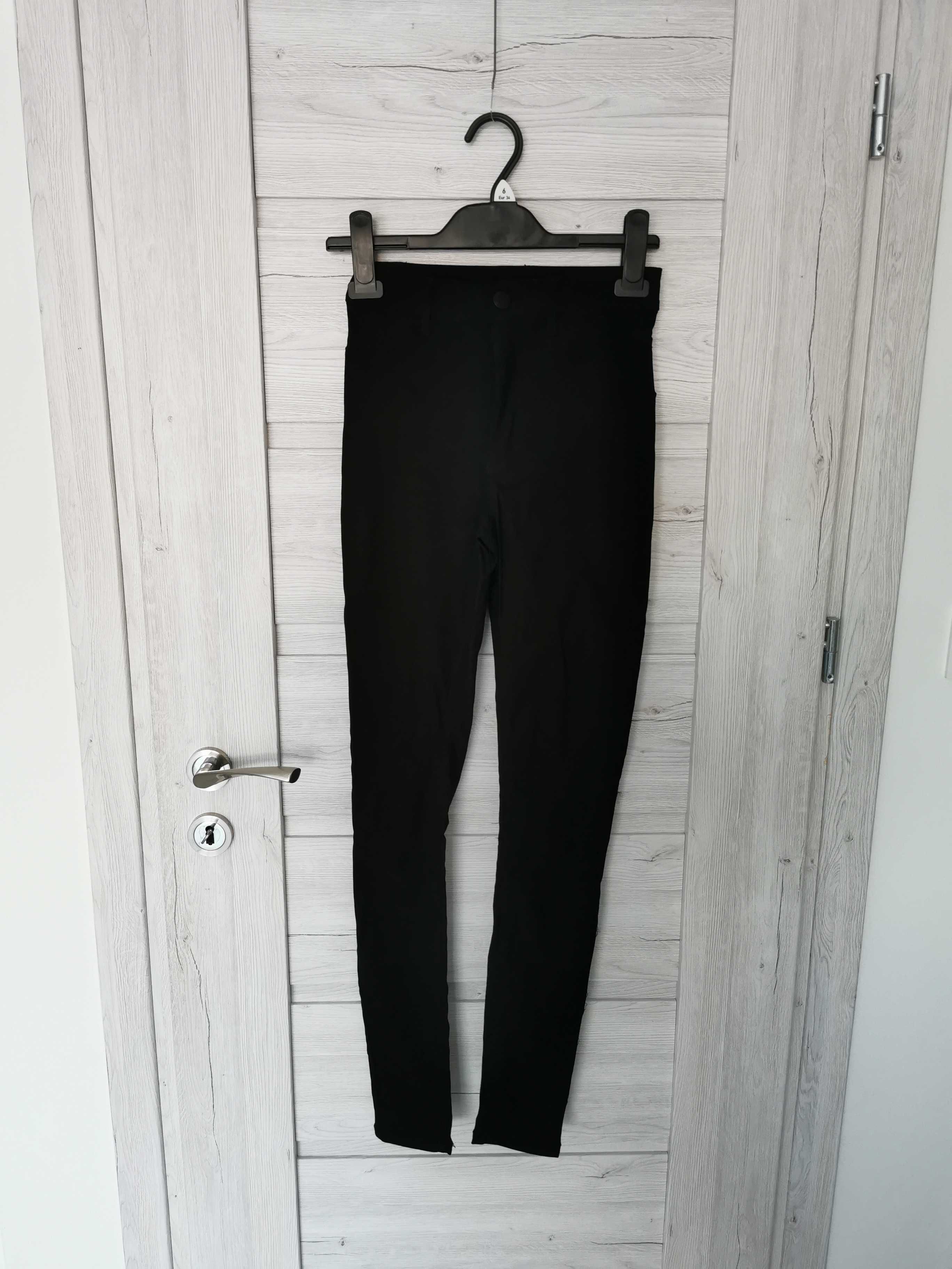 Czarne spodnie z wysokim stanem skinny jegginsy tregginsy New Yorker