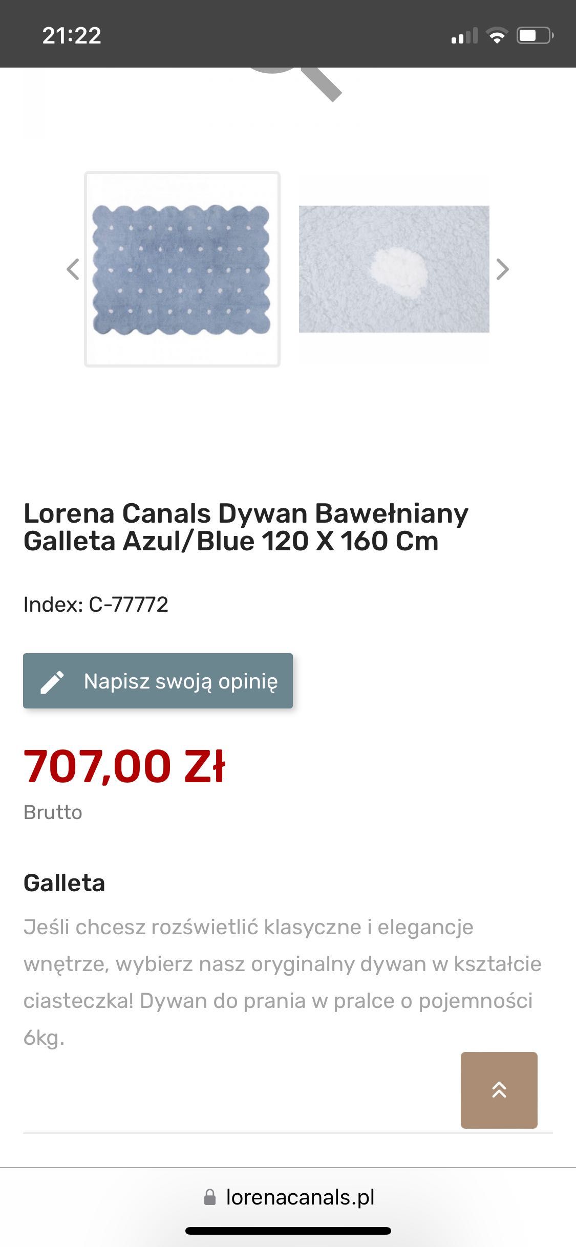 Dywanik Lorena Canals Bawełniany 2szt Galleta Azul/Blue 120 X 160 Cm