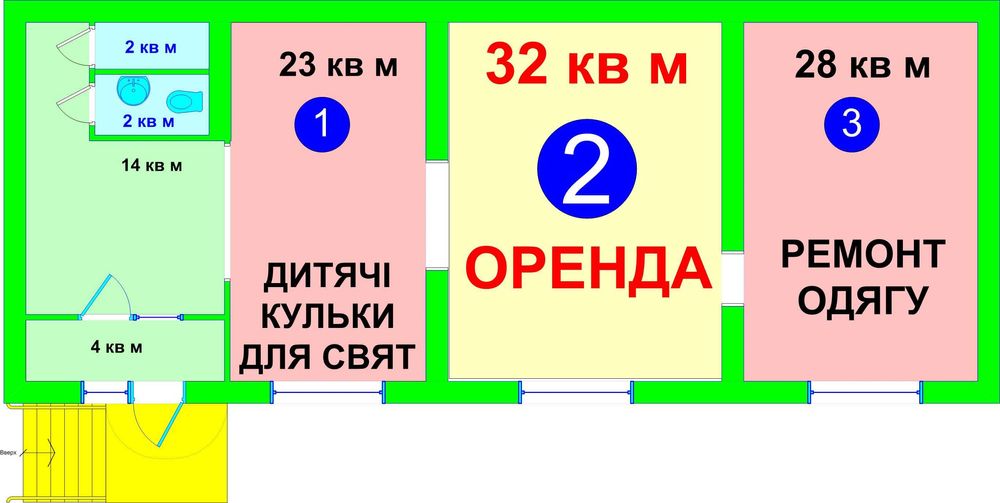 19 та 6 м2 оренда площ вільного призначення 1-й Урлівська/Позняки