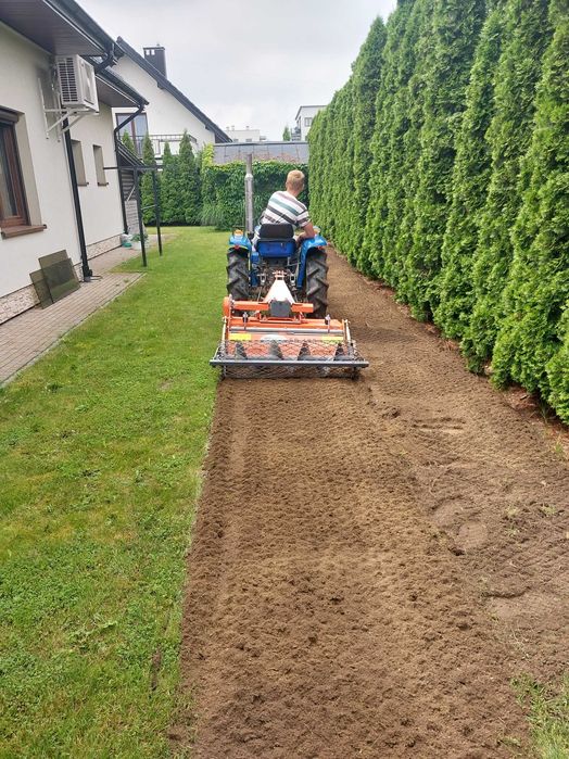Glebogryzarka separacyjna, niwelacja terenu, prace ziemne, trawniki